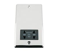 Shaver Socket - Polished Mirror Chrome - Classic - Black Insert - Dual Voltage 115V/ 230V