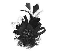 SHAVERUSH Feather Fascinator,Women's Brooch Elegant Feather Corsage Hair Clip Brooch Pin Fashion Lapel Pins Coat Shawl Brooch Pin Hair Accessory, Weddings, Races, Royal Ascot (Black), Medium