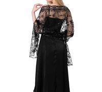 SHAVERUSH Shawls and Wraps for Women Women's Scarves & Wraps Wedding Shawls and Wraps Floral Lace Bridal Shawls and Wraps Ladies Scarf Cover Up for Evening Party Dresses (Black)