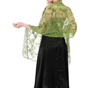 SHAVERUSH Shawls and Wraps for Women Women's Scarves & Wraps Wedding Shawls and Wraps Floral Lace Bridal Shawls and Wraps Ladies Scarf Cover Up for Evening Party Dresses (Green)