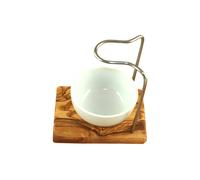 Shaving Brush Holder OLIVE WOOD with Porcelain Bowl Ø 8.5 cm