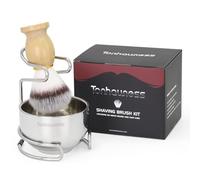 Shaving Brush Set for Men, 3 in1 Shaving Kit Includes Nylon Badger Hair Shaving Brush, Stainless Steel Shaving Bowl and Stand for Wet Shave