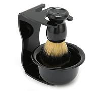 Shaving Brush Set for Men | 3 - Piece Beard Care Kit with Soft Nylon Brush & Stand | Foam Bowl for Rich Lather/Daily Grooming/Present Ideas