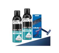 Shaving Foam for Sensitive Skin - 2 x 200ml + 5 Gillette Razors | Original Scent Clean Shave Kit by PSALM 23