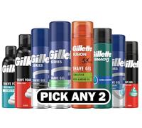 Shaving Gel & Foam Bundle from Gillette - Pick Any 2 - Sensitive, Soothing, Cleansing, or Extra Comfort - Men’s Shaving Essentials - Aloe Vera, Charcoal, Almond Oil - 200ml Cans