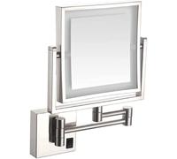 Shaving Mirror Wall Mounted with LED Lighted Rechargeable Double Sided 3X Magnifying 360 Rotation Cosmetic Vanity Mirror Extendable Arm for Bathroom Hotel