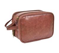 Shaving Set Bag, Men's Toiletry Bag, Travel Cases PU Shaving Bag, Travel Toiletry Bag, Toiletry Bag Organiser, Large Capacity, Men's Cosmetic Bag for Business Holiday, brown, see description, See