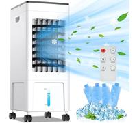 SHAVINGFUN Air Cooler for Home,Portable Air Conditioner with Remote Control and LED Display,8H Timer,8 L Water Tank with 4 Ice Packs,Adjustable Speeds,60° Oscillation,High Cooling Efficiency for Room