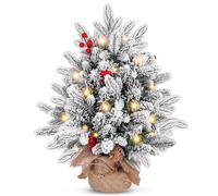 SHAVINGFUN Christmas Tree 20 inch/50CM small christmas tree,Mini Christmas with 2M LED Lights,Cement Base Christmas Tabletop Christmas Tree,75 Branch Tips,for Home Office christmas tree decorations
