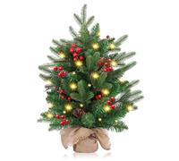 SHAVINGFUN Christmas Tree 20 inch/50CM small christmas tree,Mini Christmas with 2M LED Lights,Cement Base Christmas Tabletop Christmas Tree,75 Branch Tips,for Home Office christmas tree decorations