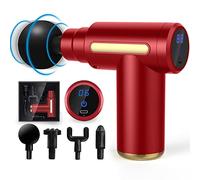 SHAVINGFUN Massage Gun, Mini Massage Gun, 6 Speeds, 4 Massage Heads, 1800mAh Battery, Type-C Charging, Super Quiet (Red)