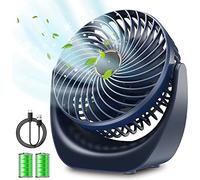 SHAVINGFUN Mini USB Desk Fan - Silent, Powerful, Rechargeable With 4000mAh Battery, 5 Speed Portable With 360° Rotatable Head for Home, Office, Bedroom, Library