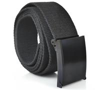 SHAVIT Mens Belt, Casual Work Belts for Men - Mens Holeless Fully Adjustable - Canvas Web Cloth Fabric Belts, Black Dress Everyday Work Belt - Without Holes
