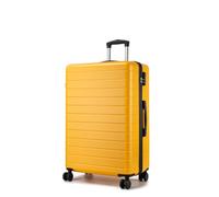 Shavont 28 Inch Large Checked Suitcase for Holiday Travel, Lightweight ABS Hard Shell Luggage with 4 Spinner Wheels, Combination Lock and Telescopic Handle (Yellow)