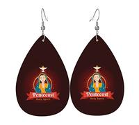 Shavout Pentecost Leather Earrings For Women Faux Leathe Water Drop Earrings Vintage Lightweight Dangle Earrings Jewelry For Women