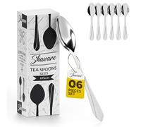 Shaware Teaspoons Set of 6 - Size of 140mm x 32mm x 2mm - Stainless Steel & Dishwasher Safe Tea Spoons for Deserts, Tea, Coffee at Homes, Restaurants and Parties…