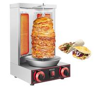 Shawarma Machine, Grill for Kebab Doner with 2 Burners, Vertical Rotisserie to Propane Gas, for Turkish, American Style Roasted Turkey, Mexican Tacos Barbecue and Chicken, 110V