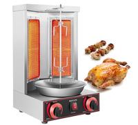 Shawarma Machine, Vertical Gas Roaster with 2 Burners, Oven for Kebab Doner, Meat for Gyro, for Turkish, American Style Roasted Turkey, BBQ Mexican Tacos, 220V