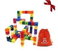 SHAWE Kids Construction Toys, Snap Cube Autism Toys, Creative and Educational Alternative to Building Blocks - Kids Safe Material! Package in Adorable Bag (100 Pieces Cubes)