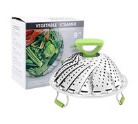 ShawFly vegetable steamer stainless steel Foldable steamer basket, water filter bowl, with anti-hot extendable handle and non-slip legs