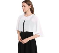 Shawl and Wraps for Evening Dress Chiffon Shawls Wedding Shrug Guest Bridesmaid Cape Scarves for Womens, White, One Size