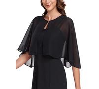 Shawl and Wraps for Evening Dress Chiffon Shawls Wedding Shrug Guest Bridesmaid Cape Scarves for Womens, Black, One Size