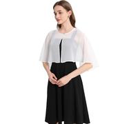 Womens Shawls and Wraps for Evening Dress Chiffon Shawl Cape Wedding Guest Bridesmaid Capelets Scarves, Ivory, One Size