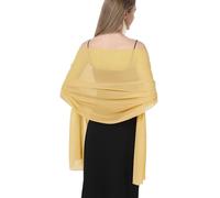 Shawl Scarve Wraps Soft Chiffon Lace Pashmina for Evening dresses on formal occasions, Gold(chiffon), One Size