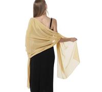 Shawl Scarve Wraps Soft Chiffon Lace Pashmina for Evening dresses on formal occasions, Gold(chiffon), One Size