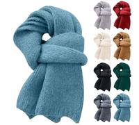 shawls and wraps for women Scarves for Women Solid Color Wool Blend Knitted Scarf For Women's Winter Soft And Warm Woolen Scarf Classic Long Thick Ladies Scarves Gifts for Women scarf womens Blue
