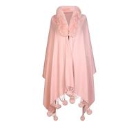 Shawls and Wraps Ladies Poncho Cape Fleece Reversible Oversized Shawl Wrap Open Front Cardigans Women Poncho Oversized Shawls Elegant Knitted Cape Blanket Front Wrap Scarf with Fur Collar Pink