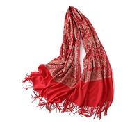 Shawls and Wraps Scarf， Ladies Scarf Embroidery Tassel Multicolor(Red Wine)