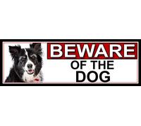 SHAWPRINT Border Collie BEWARE OF THE DOG METAL GATE SIGN 266mm x 87m. (505H2)