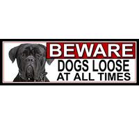 SHAWPRINT Cane Corso BEWARE DOGS LOOSE AT ALL TIMES METAL GATE SIGN 266mm x 87mm. (382H2)