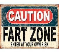 Shawprint Caution Fart Zone Enter At Your Own Risk Funny Metal Signs Father's Day Home Pub Indoor & Outdoor Garden Bar Garage Vintage Wall Plaque Man Cave Gift Retro (A4)