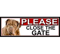 SHAWPRINT Dogue-De-Bordeaux PLEASE CLOSE THE GATE METAL GATE SIGN 266mm x 87m. (854H2)