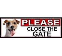 SHAWPRINT Jack Russel PLEASE CLOSE THE GATE METAL GATE SIGN 266mm x 87m. (865H2)