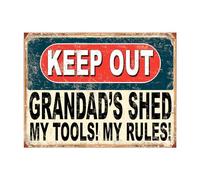 Shawprint Keep Out Grandad's Shed My Tools! My Rules! Funny Metal Signs Home Pub Indoor & Outdoor Garden Bar Garage Vintage Wall Plaque Gift Retro (10” x 8”)