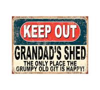 Shawprint Keep Out Grandad's Shed The Only Place The Grumpy Old Git Is Happy! Funny Metal Signs Home Pub Indoor & Outdoor Garden Bar Garage Vintage Wall Plaque Gift Retro (A4)