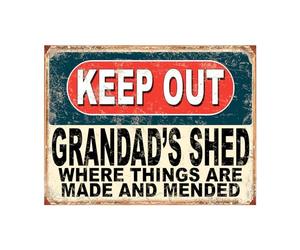Shawprint Keep Out Grandad's Shed Where Things Are Made And Mended Funny Metal Signs Home Pub Indoor & Outdoor Garden Bar Garage Vintage Wall Plaque Gift Retro (A4)