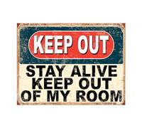 Shawprint Keep Out Stay Alive Keep Out Of My Room Funny Metal Signs Home Pub Indoor & Outdoor Garden Bar Garage Vintage Wall Plaque Gift Retro (10” x 8”)