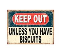 Shawprint Keep Out Unless You Have Bicuits! Funny Metal Signs Home Pub Indoor & Outdoor Garden Bar Garage Vintage Wall Plaque Gift Retro (8” x 6”)
