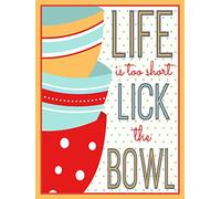 Shawprint LIFE IS TOO SHORT LICK THE BOWL FUNNY RETRO METAL TIN WALL PLAQUE SIGN NOVELTY GIFT Home bar kitchen shed man cave (150MM X 200MM 8" x 6") 2196