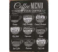 Shawprint Limited COFFEE MENU KNOW YOUR COFFEE RETRO VINTAGE STYLE METAL TIN Fridge Magnet, 100mm x 75mm, Novelty Gift