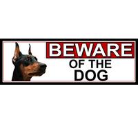 Shawprint Limited Doberman Pinscher BEWARE OF THE DOG METAL GATE SIGN 266mm x 87m. (519H2)