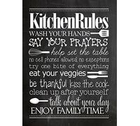 Shawprint Limited KITCHEN RULES RETRO METAL TIN FRIDGE MAGNET, 100mm x 75mm, Novelty Gift