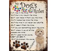 Shawprint Limited MY DOG'S RULES RETRO STYLE METAL TIN COCKAPOO SIGN/PLAQUE THEME 10" X 8" (29RM)