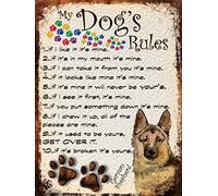 Shawprint Limited MY DOG'S RULES RETRO STYLE METAL TIN GERMAN SHEPHERD SIGN/PLAQUE THEME 10" X 8" (33RM)