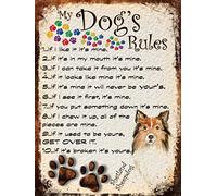 Shawprint Limited MY DOG'S RULES RETRO STYLE METAL TIN SHETLAND SHEEPDOG SIGN/PLAQUE THEME 10" X 8" (69DRM)