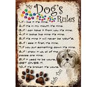Shawprint Limited MY DOG'S RULES RETRO STYLE METAL TIN SHIH TZU SIGN/PLAQUE THEME 10" X 8" (44RM)